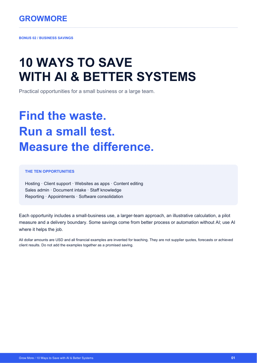 10 Ways to Save with AI & Better Systems — bonus PDF cover